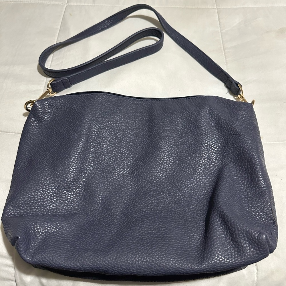 Blue Leather Shoulder Bag